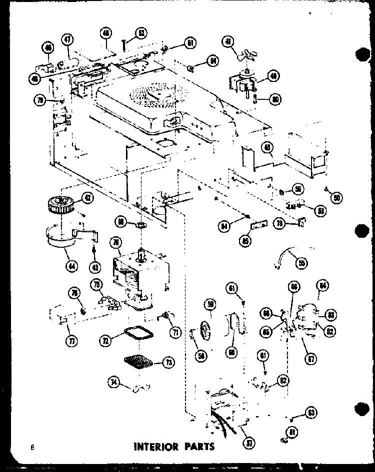 Interior Parts Diagram and Parts List for MR-1W P72347-1M Amana Microwave