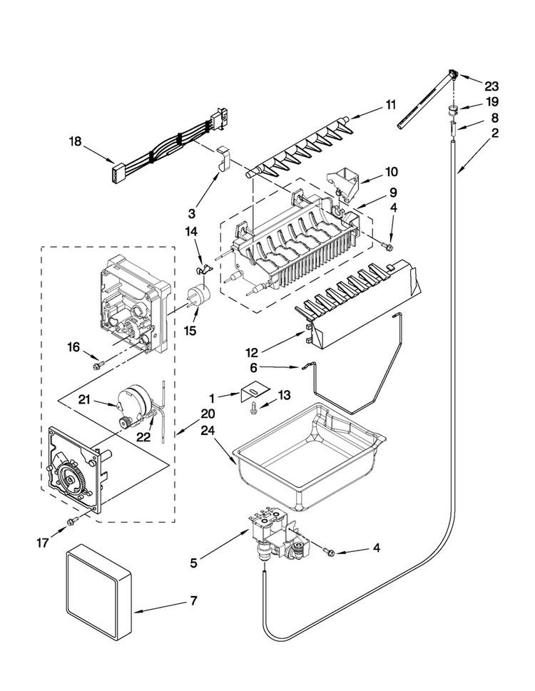 Icemaker Parts Diagram and Parts List for JFC2290VPY3  Jenn-Air Refrigerator