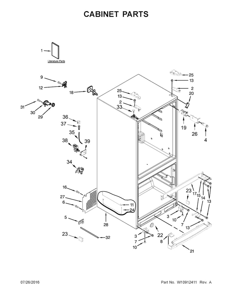 Cabinet Parts Diagram and Parts List for MFW2055FRH00  Maytag Refrigerator