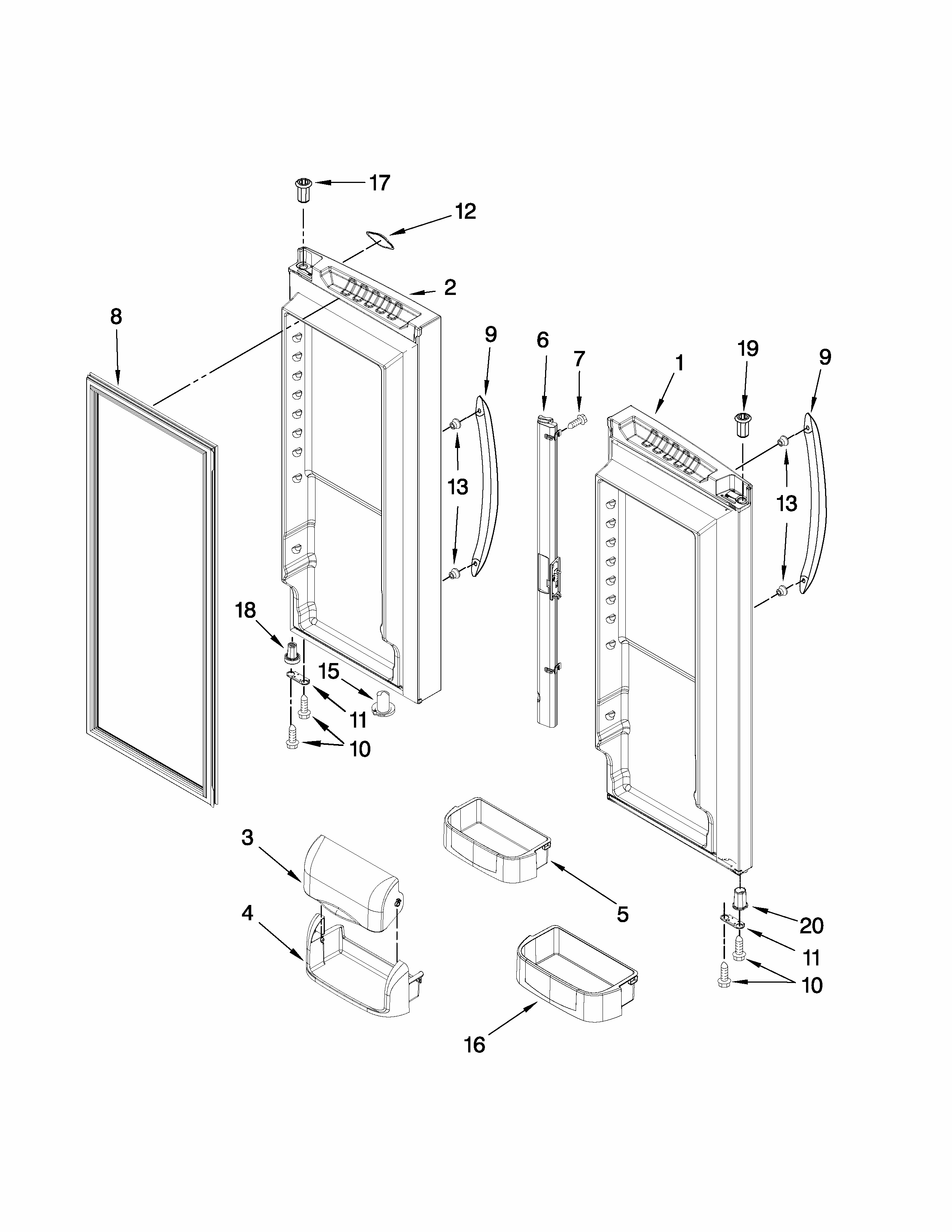 Refrigerator Door Parts Diagram and Parts List for G37026FEAS4  Maytag Refrigerator