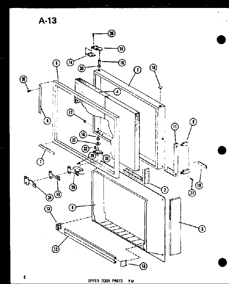Upper Door Parts Tm Diagram and Parts List for TM14D-P73953-23W  Amana Refrigerator