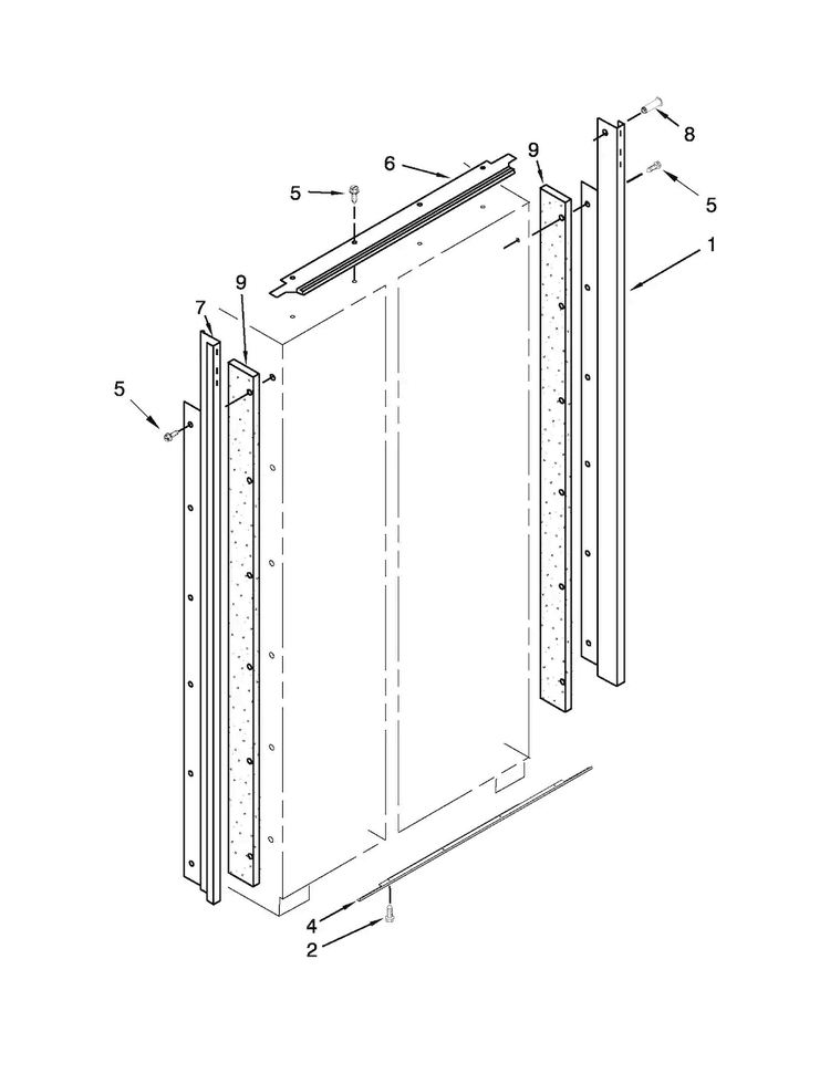 Cabinet Trim Parts Diagram and Parts List for JS42PPDUDB16  Jenn-Air Refrigerator