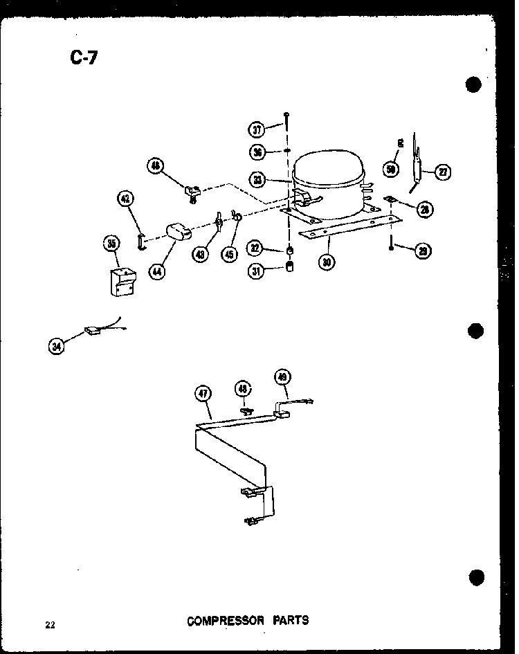Compressor Parts Diagram and Parts List for C7-C P60212-1WC Amana Freezer