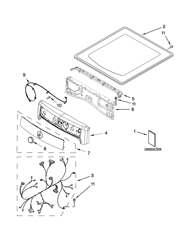 Top And Console Parts Diagram and Parts List for MGD8100DW0  Maytag Dryer