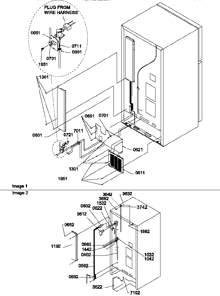 Cabinet Back Diagram and Parts List for TG18V1L-P1194604WL  Amana Refrigerator