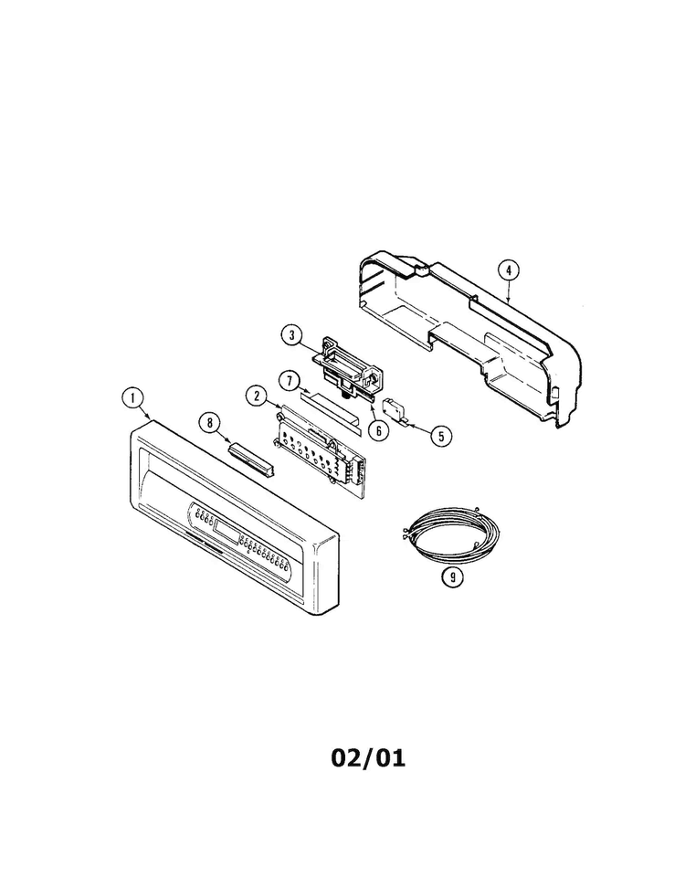 Control Panel Diagram and Parts List for JDB3010AWB  Jenn-Air Dishwasher