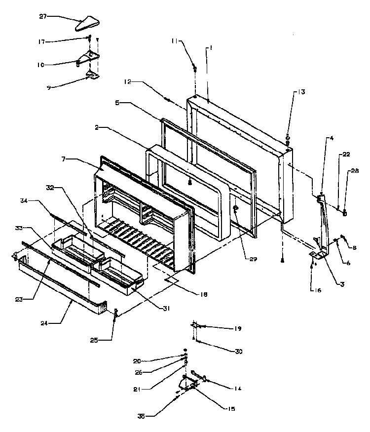 Freezer Door Assembly Diagram and Parts List for TG18R3L-P1181711WL  Amana Refrigerator