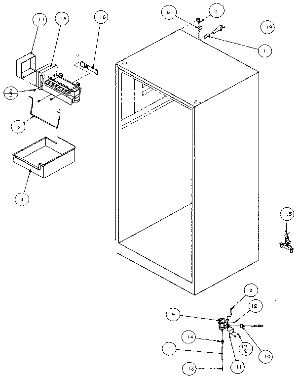 Icemaker / Water Supply Diagram and Parts List for 85161-P1117111W  Amana Refrigerator