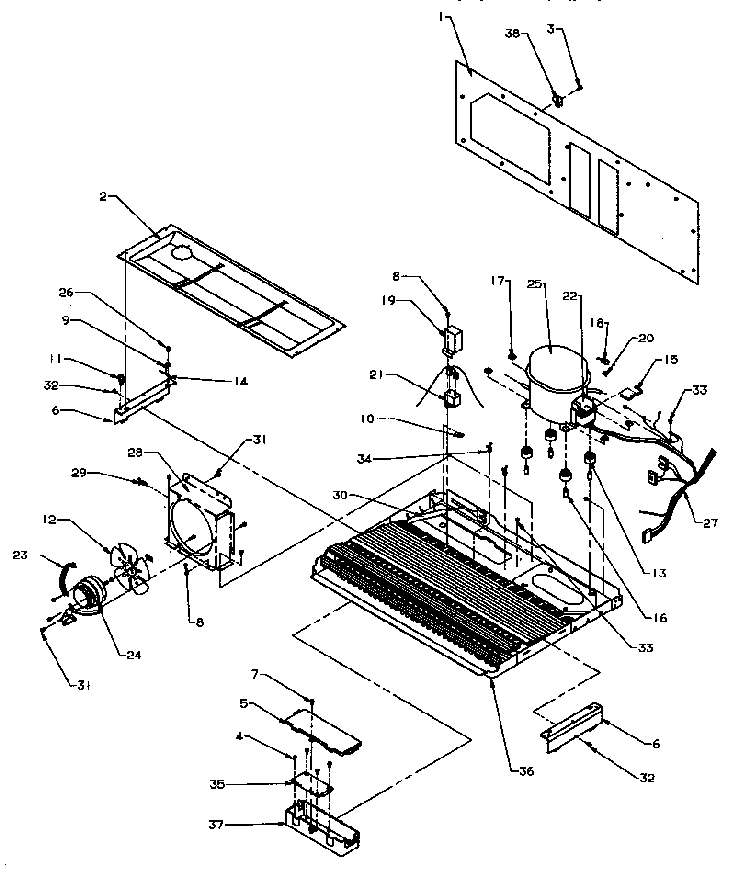 Machine Compartment Diagram and Parts List for SPD25QA3W-P1181321WW  Amana Refrigerator
