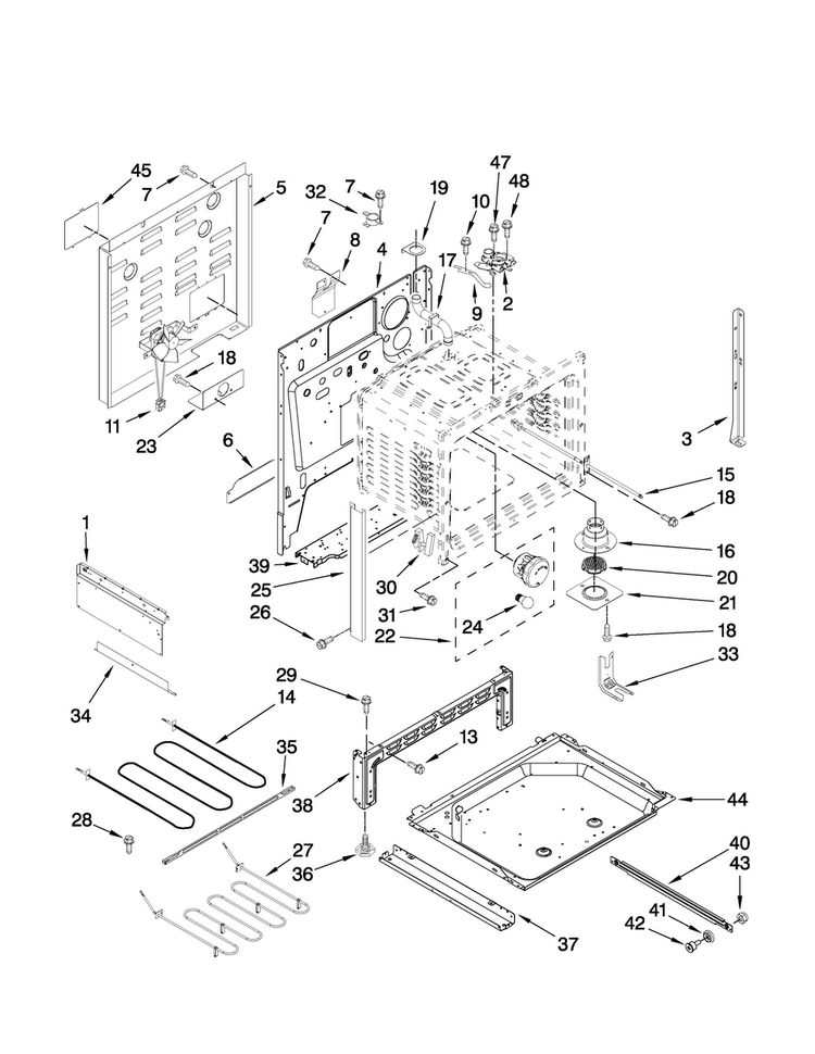 Chassis Parts Diagram and Parts List for MES5552BAW16  Maytag Range