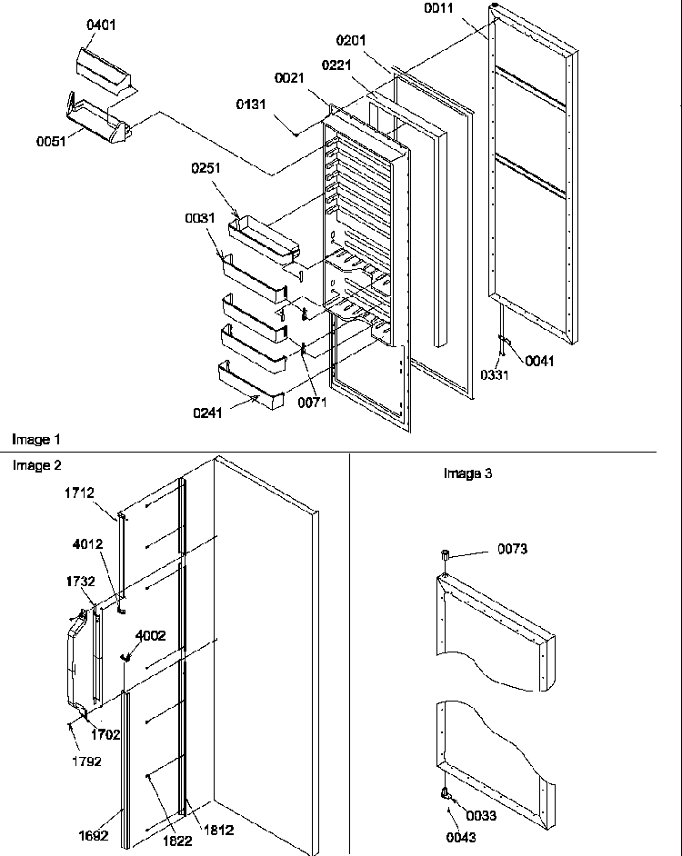 Refrigerator Door Diagram and Parts List for SQD25TW-P1190427WW  Amana Refrigerator