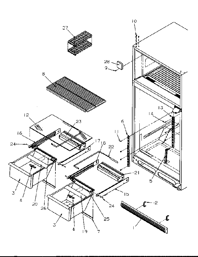 Cabinet Shelving Diagram and Parts List for TA18S2W-P1194503WW  Amana Refrigerator