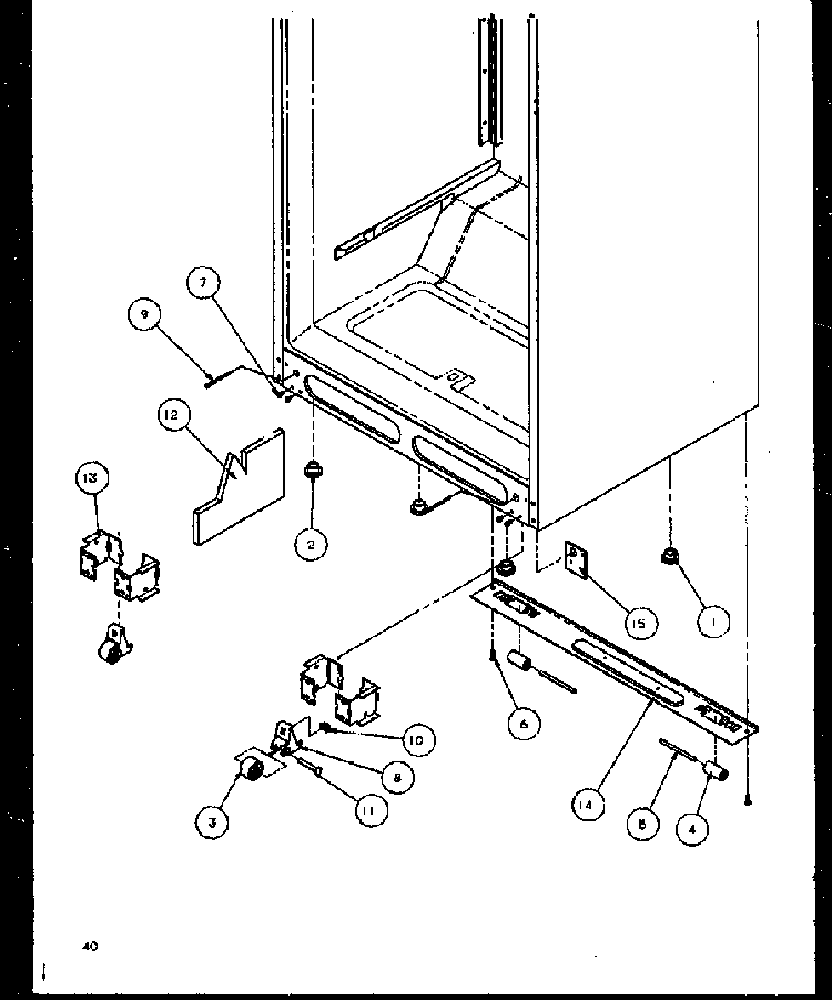 Cabinet Bottom Diagram and Parts List for TG18RBW-P1158303WW  Amana Refrigerator