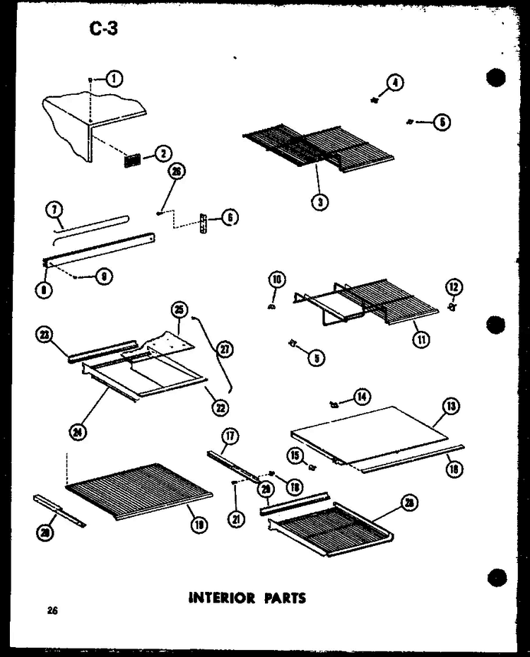 Interior Parts Diagram and Parts List for TC18F-G-P75288-5WG  Amana Refrigerator
