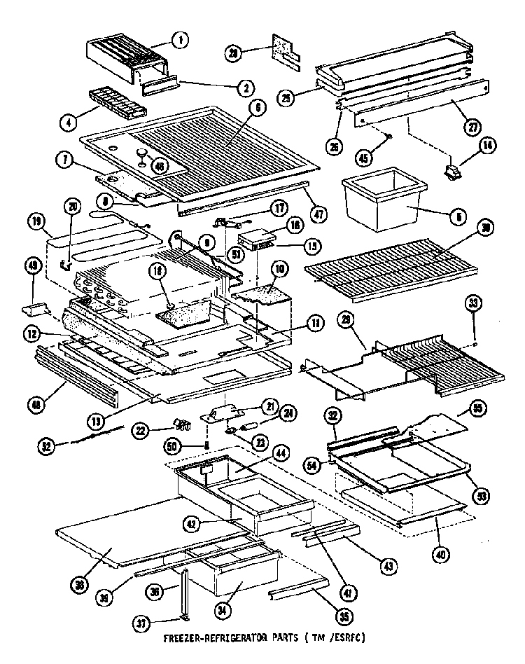 Freezer -refrigerator Parts Diagram and Parts List for TM14F-P75658-2W  Amana Refrigerator