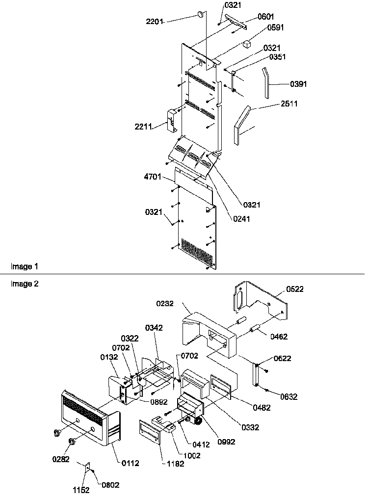 Control Assy Diagram and Parts List for SS25TE-P1194003WE  Amana Refrigerator