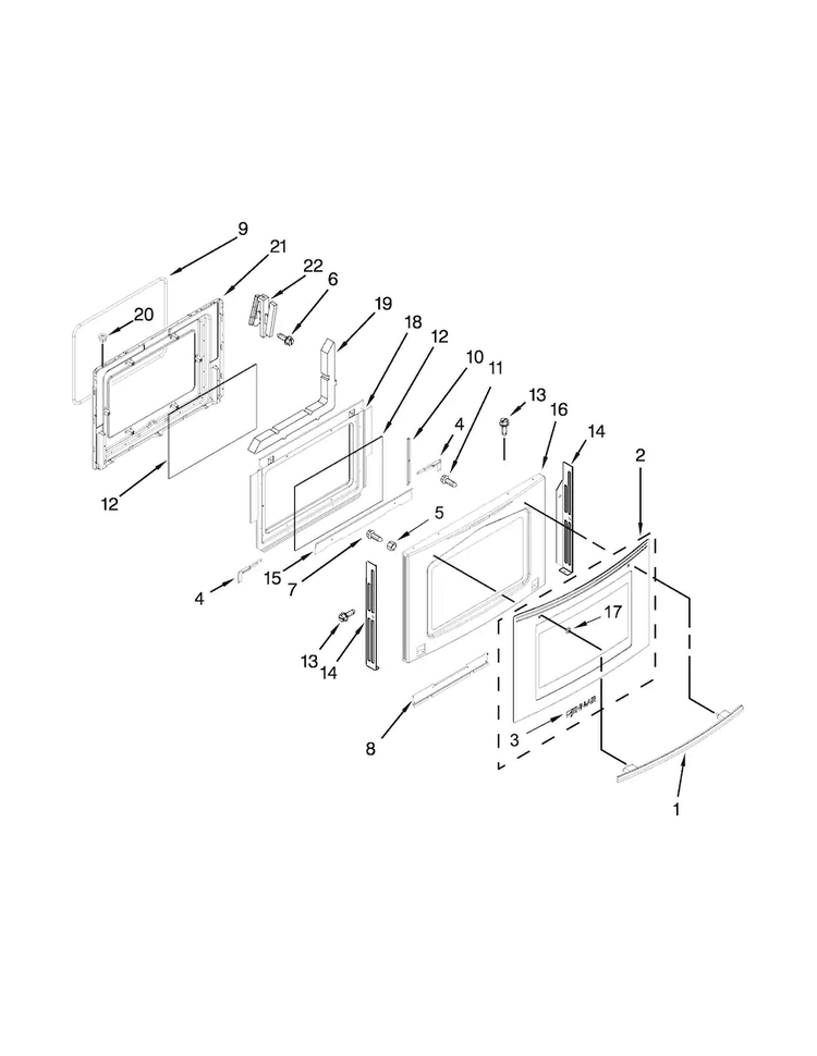 Door Parts Diagram and Parts List for JGS9900CDF00  Jenn-Air Range