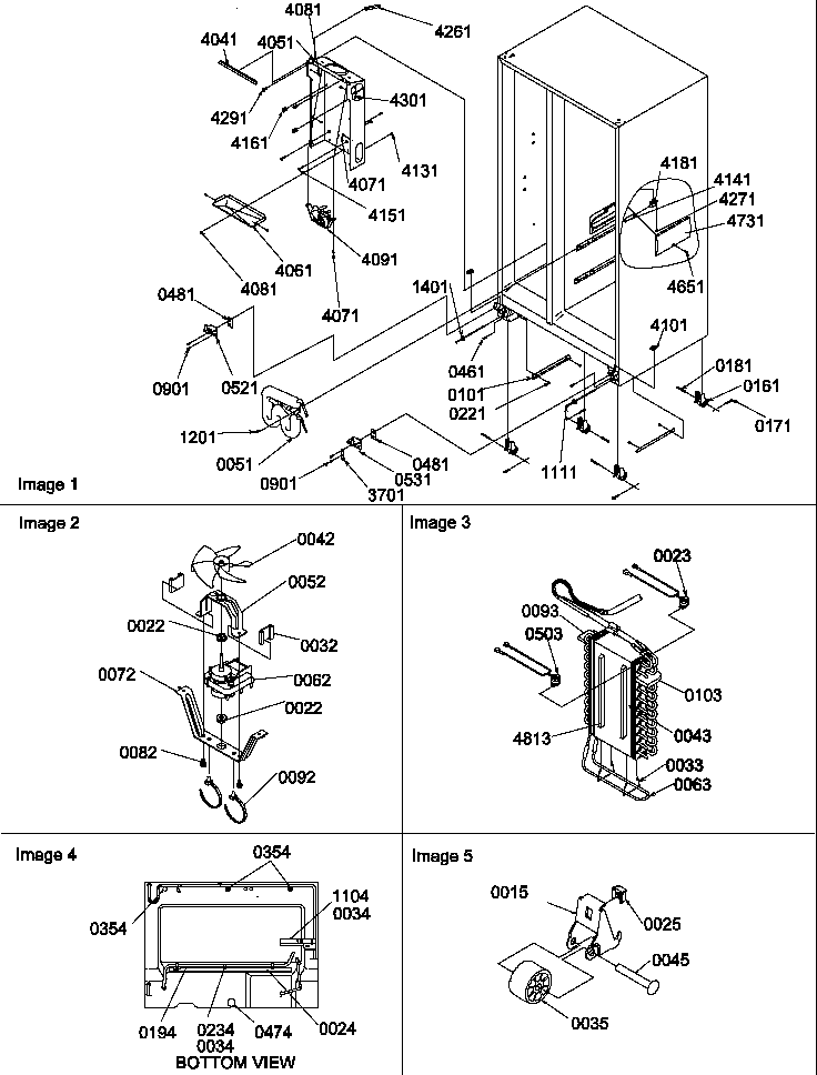 Drain System, Rollers, And Evaporator Assy Diagram and Parts List for SBDE520SW-P1185202WW  Amana Refrigerator