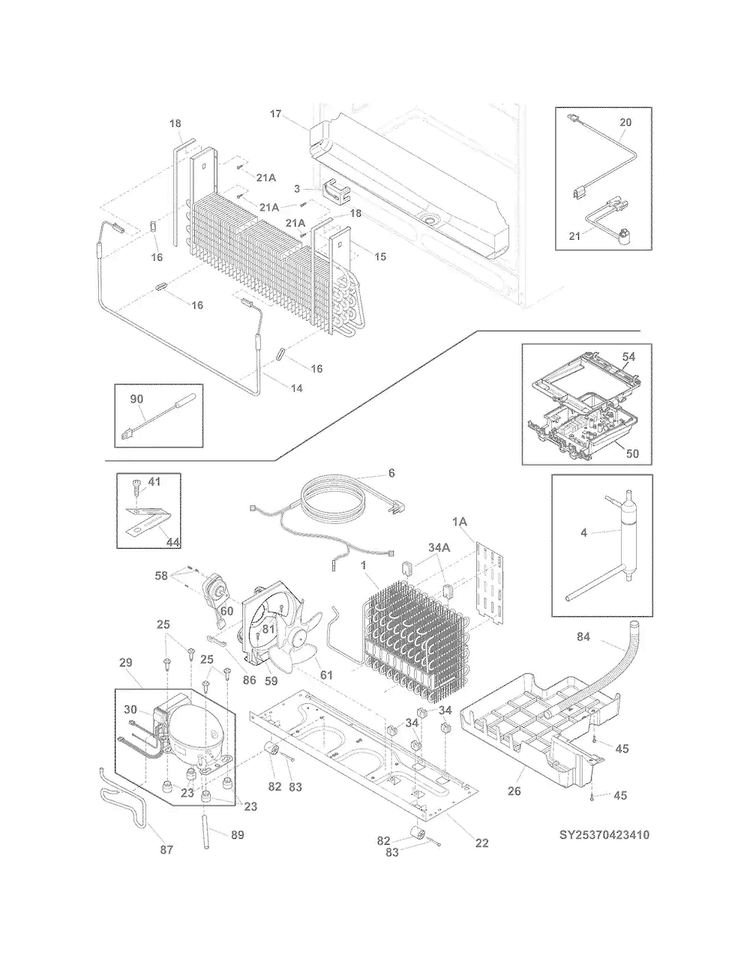Cooling System Diagram and Parts List for CFD28WIQB0  Crosley Refrigerator