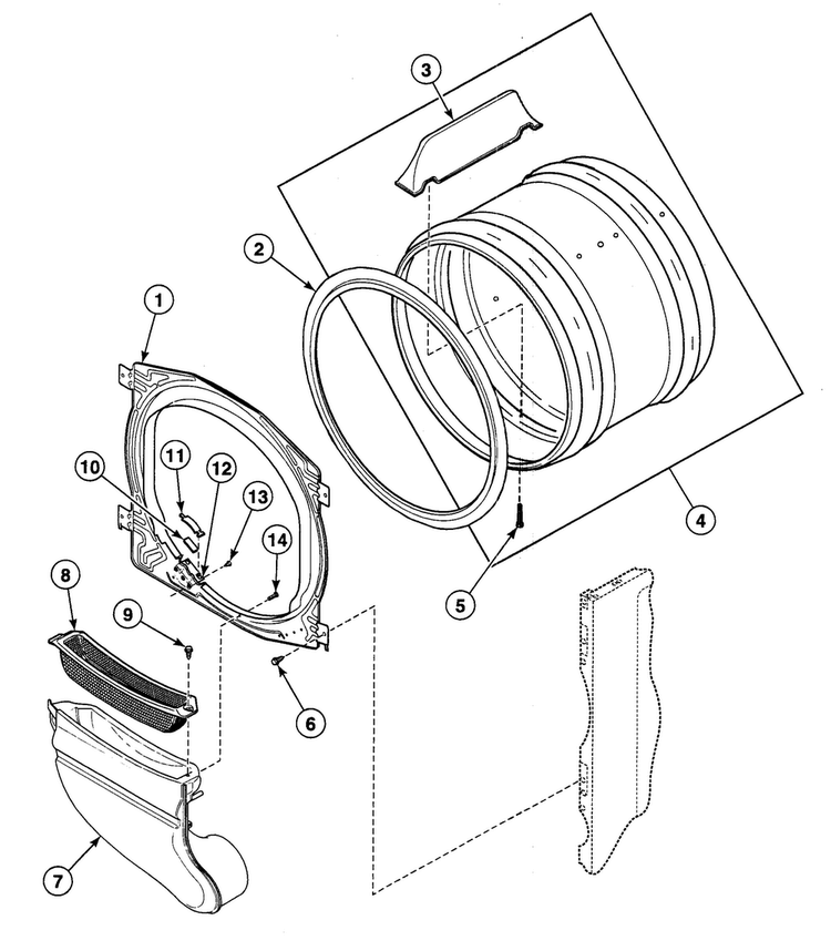 Cylinder Diagram and Parts List for SDG909QF1124  Speed Queen Dryer