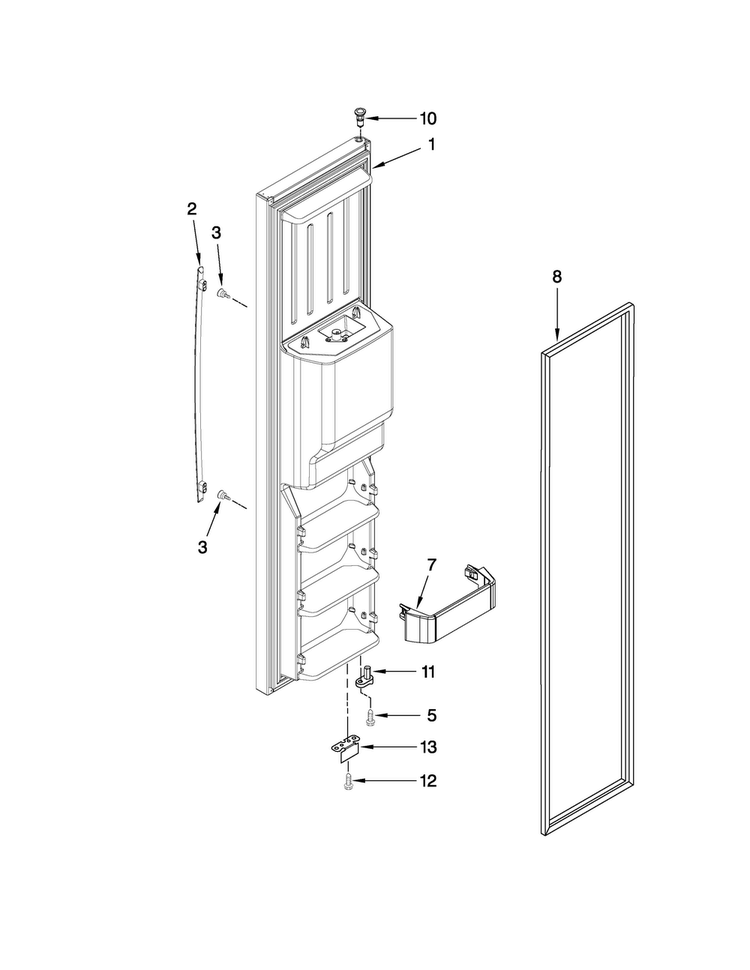 Freezer Door Parts Diagram and Parts List for JCD2395WES00  Jenn-Air Refrigerator