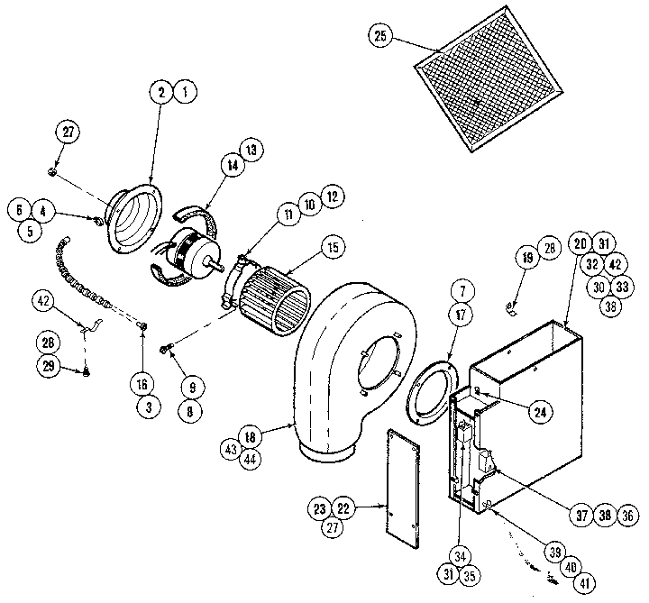 Blower Plenum Diagram and Parts List for CG106B-C  Jenn-Air Cooktop