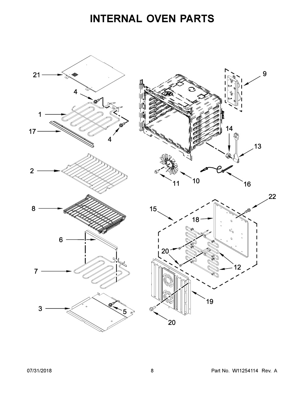 Internal Oven Parts Diagram and Parts List for JMW3430DP03  Maytag Microwave Oven Combo