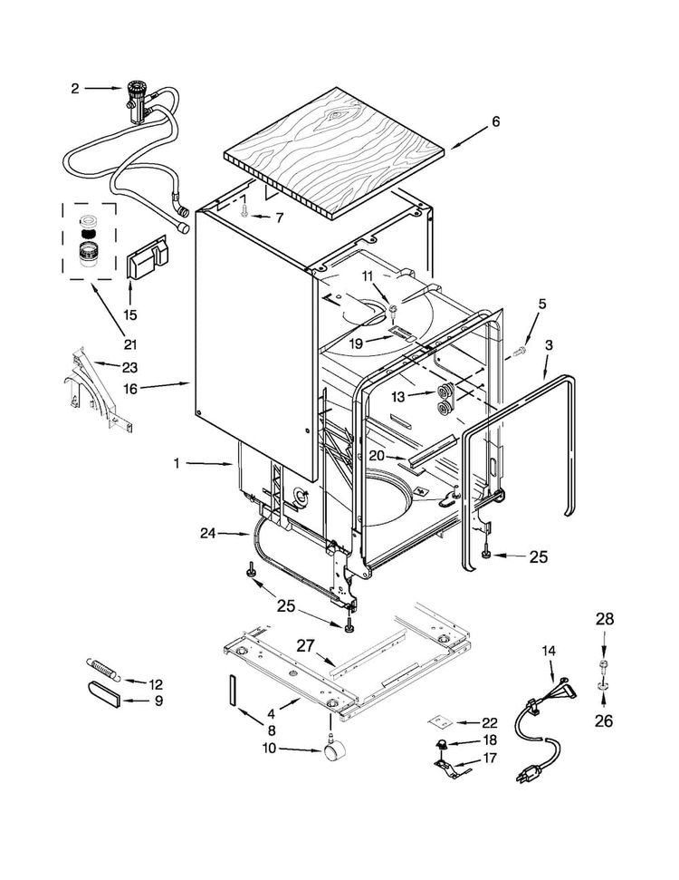 Tub And Frame Parts Diagram and Parts List for MDC4809PAB2  Maytag Dishwasher
