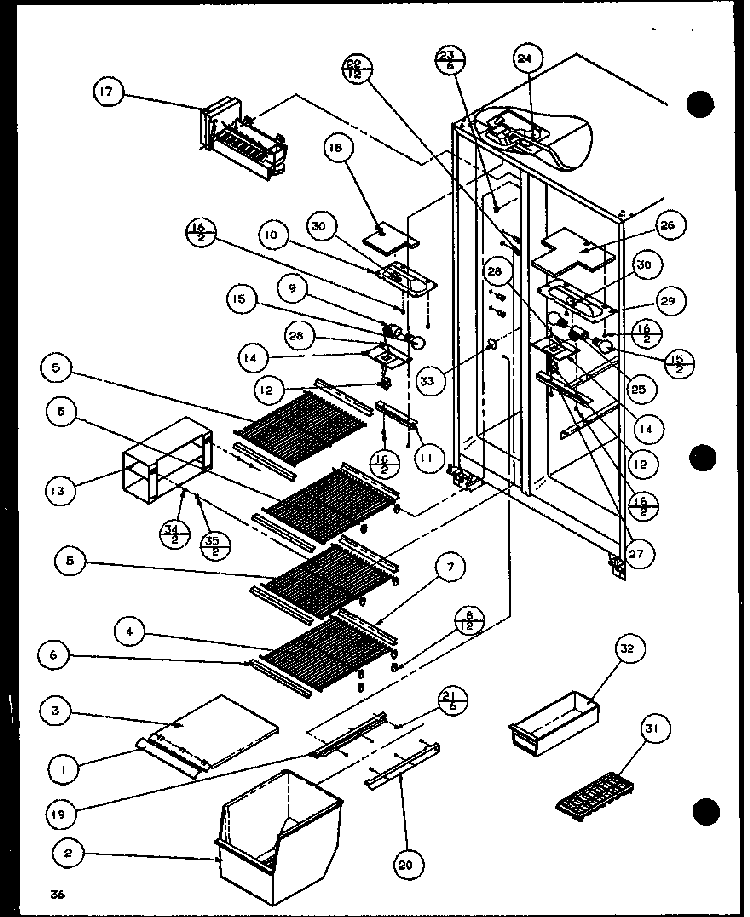 Section 18 Diagram and Parts List for SL22JB-P1116006W  Amana Refrigerator