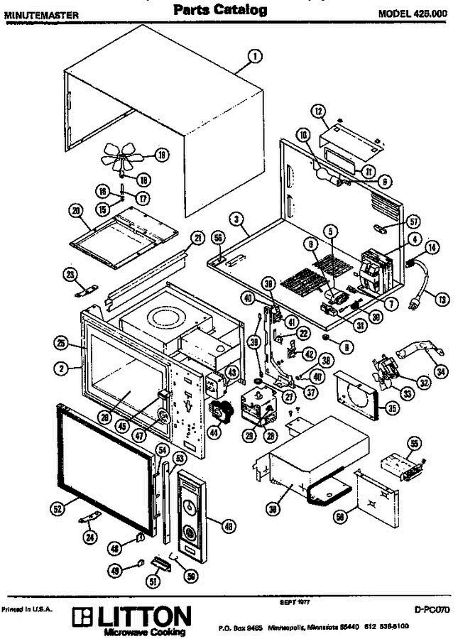 01 - Page 1 Diagram and Parts List for 425000  Litton Microwave