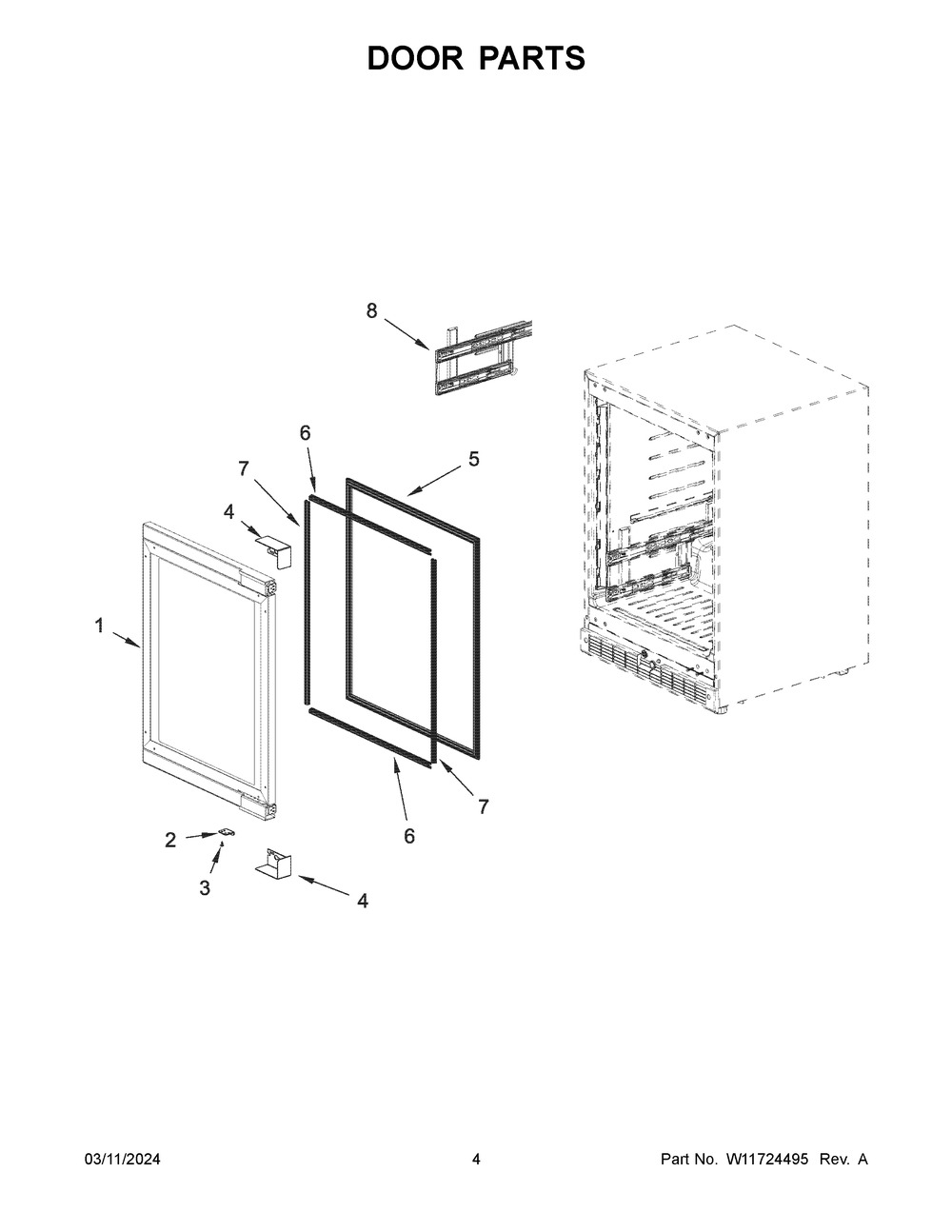 Door Parts Diagram and Parts List for JUBFR242HX02  Jenn-Air Refrigerator