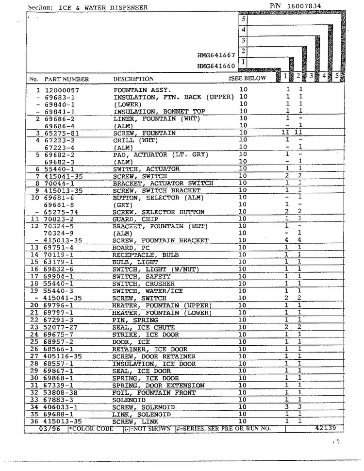 Ice/water Dispenser Page 2 Diagram and Parts List for HMG641667  Admiral Refrigerator