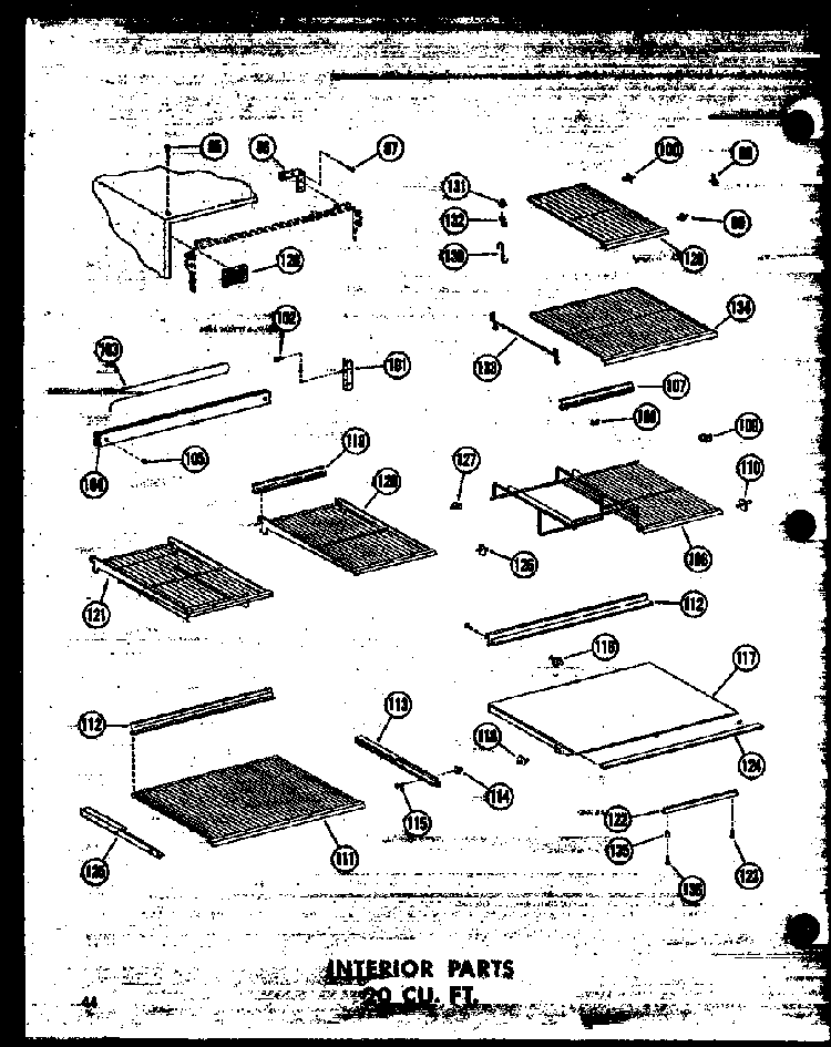 Interior  Parts 20 Cu. Ft. Diagram and Parts List for T16W-P60303-8W  Amana Refrigerator