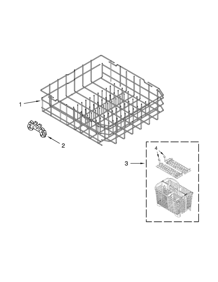 Lower Rack Parts Diagram and Parts List for MDB7609AWW2  Maytag Dishwasher