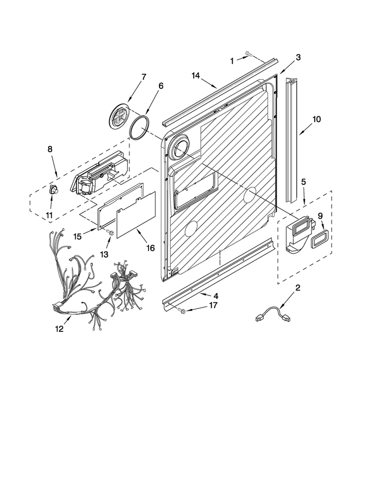 Door And Latch Parts Diagram and Parts List for MDB7709AWS1  Maytag Dishwasher