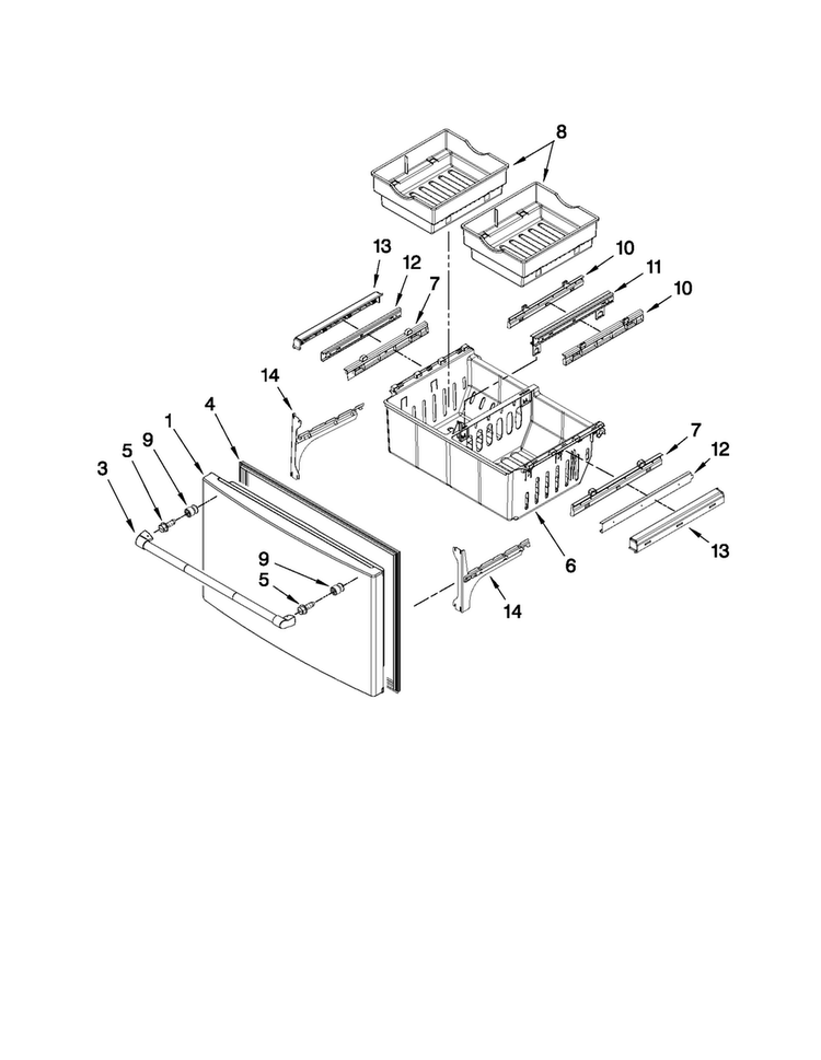 Freezer Door Parts Diagram and Parts List for JFI2089AEP7  Jenn-Air Refrigerator