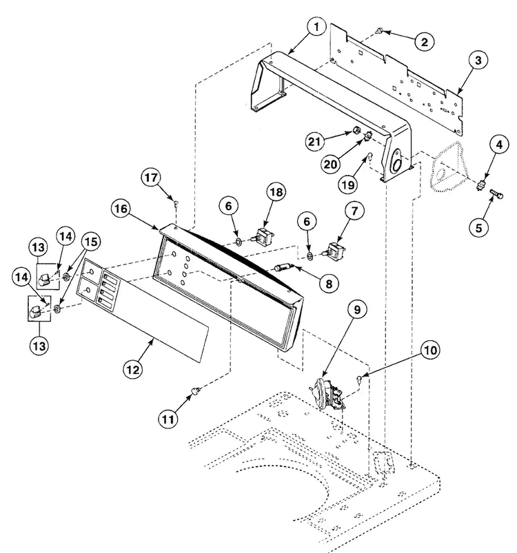 Control Panel Diagram and Parts List for SWT320LA  Speed Queen Washer
