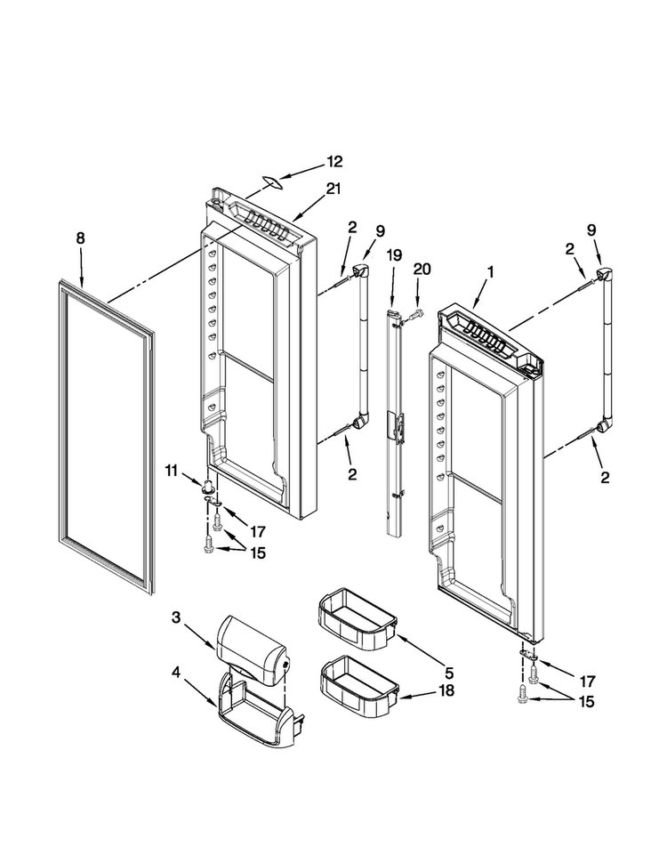 Refrigerator Door Parts Diagram and Parts List for JFC2290VEP6  Jenn-Air Refrigerator