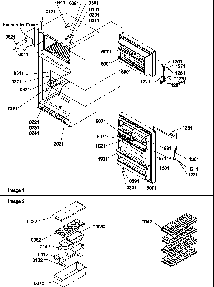Door, Hinges And Accessories Diagram and Parts List for TR522SW-P1182703WW  Amana Refrigerator