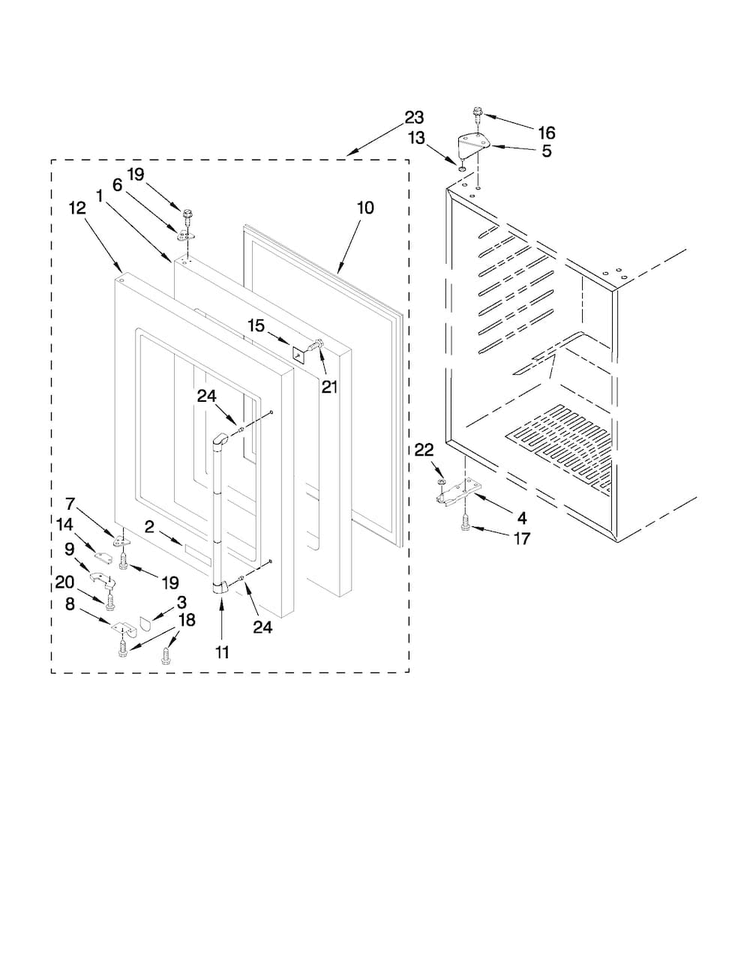 Door Parts Diagram and Parts List for JUW248LYRP10  Jenn-Air Wine and Beverage Cooler