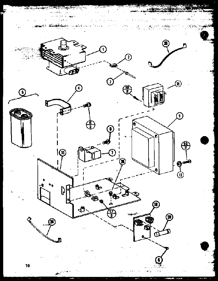 Magnetron/transformer Diagram and Parts List for RO-1020 P76645-2M Amana Microwave