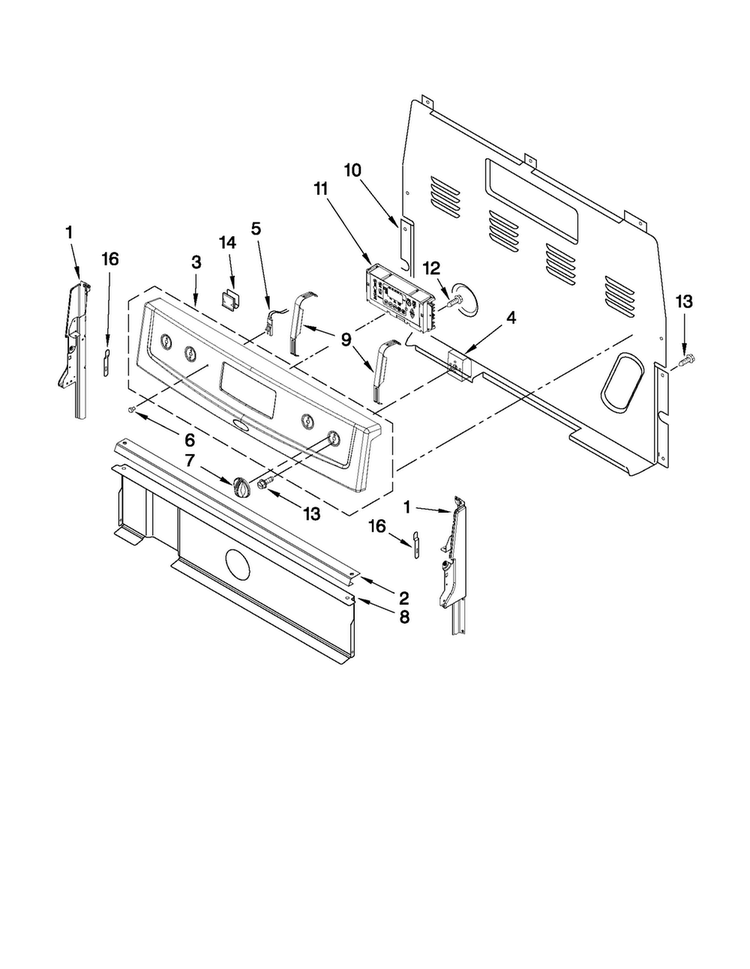Control Panel Parts Diagram and Parts List for AER5844VAW1  Amana Range