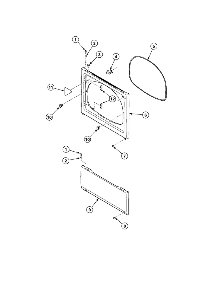 Access Panel/front Panel/seal Diagram and Parts List for AGS20AWF  Speed Queen Dryer