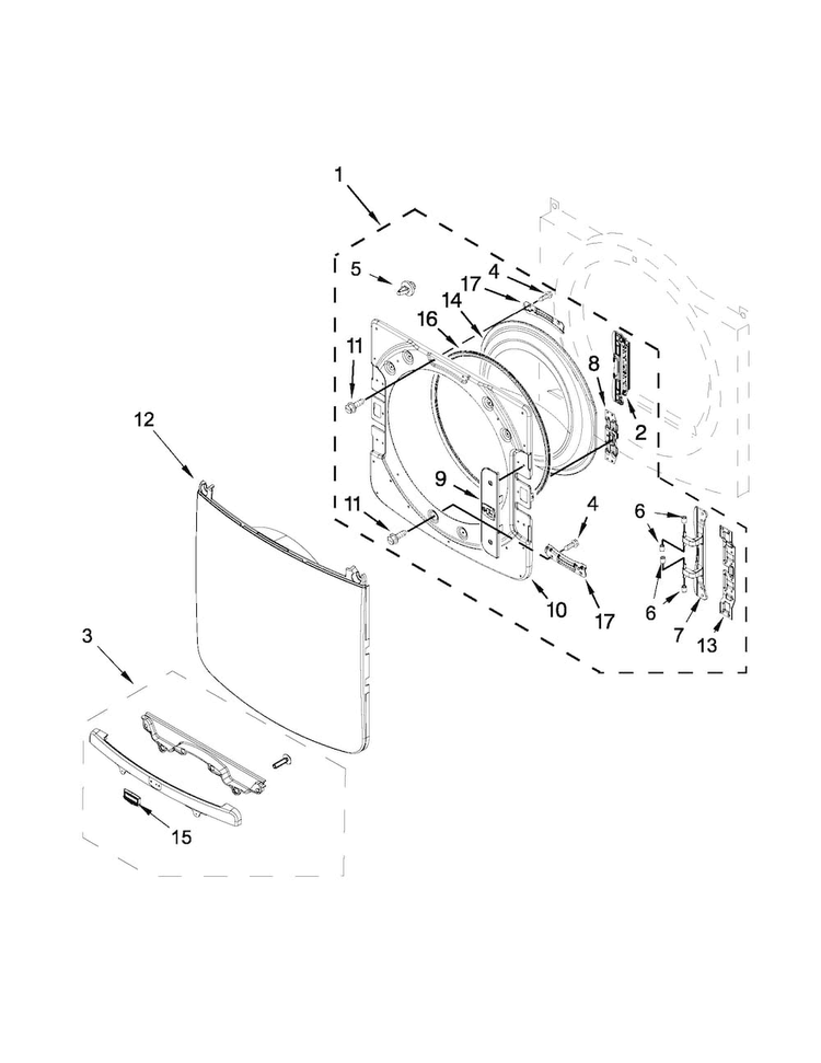 Door Parts Diagram and Parts List for MGD7000AW0  Maytag Dryer