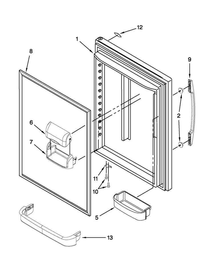 Refrigerator Door Diagram and Parts List for MBR1953YES4  Maytag Refrigerator