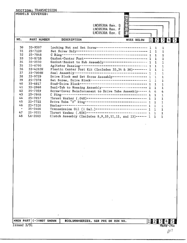 Transmission Page 5 Diagram and Parts List for 6530A REV A Norge Washer