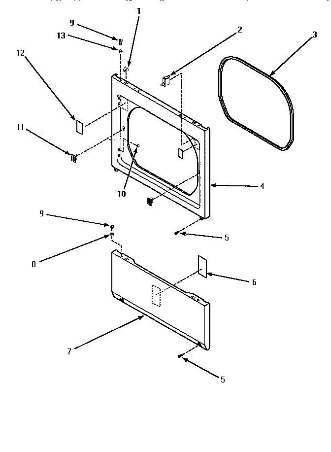 Lower Access Panel, Front Panel & Seal Diagram and Parts List for LGM549L-P1176708WL  Amana Dryer