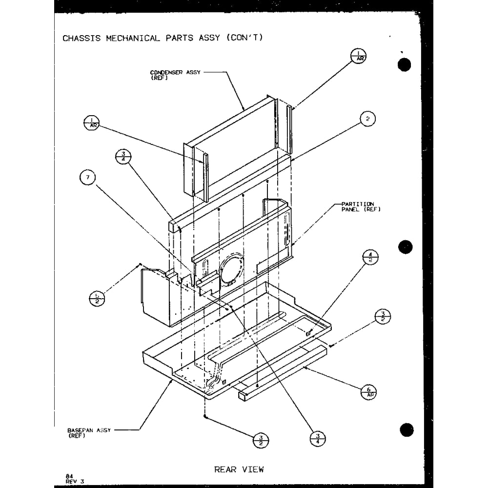 Chassis Mechanical Parts Assy 2 Diagram and Parts List for PTH12400ER P9872129R Amana Air Conditioner