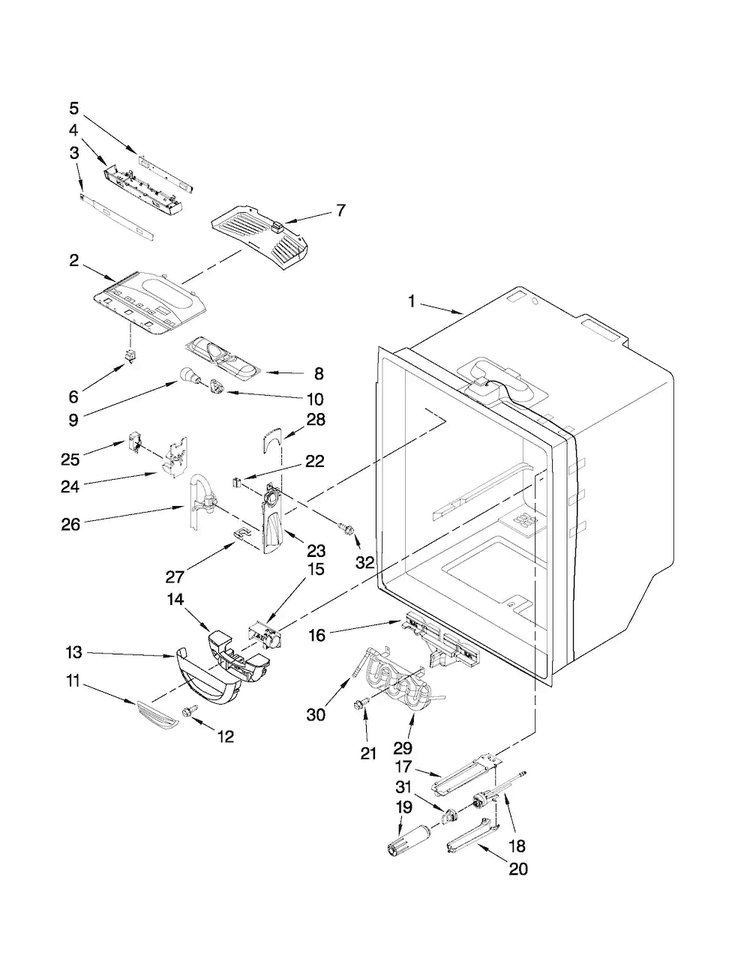 Refrigerator Liner Parts Diagram and Parts List for JFC2089WEP3  Jenn-Air Refrigerator