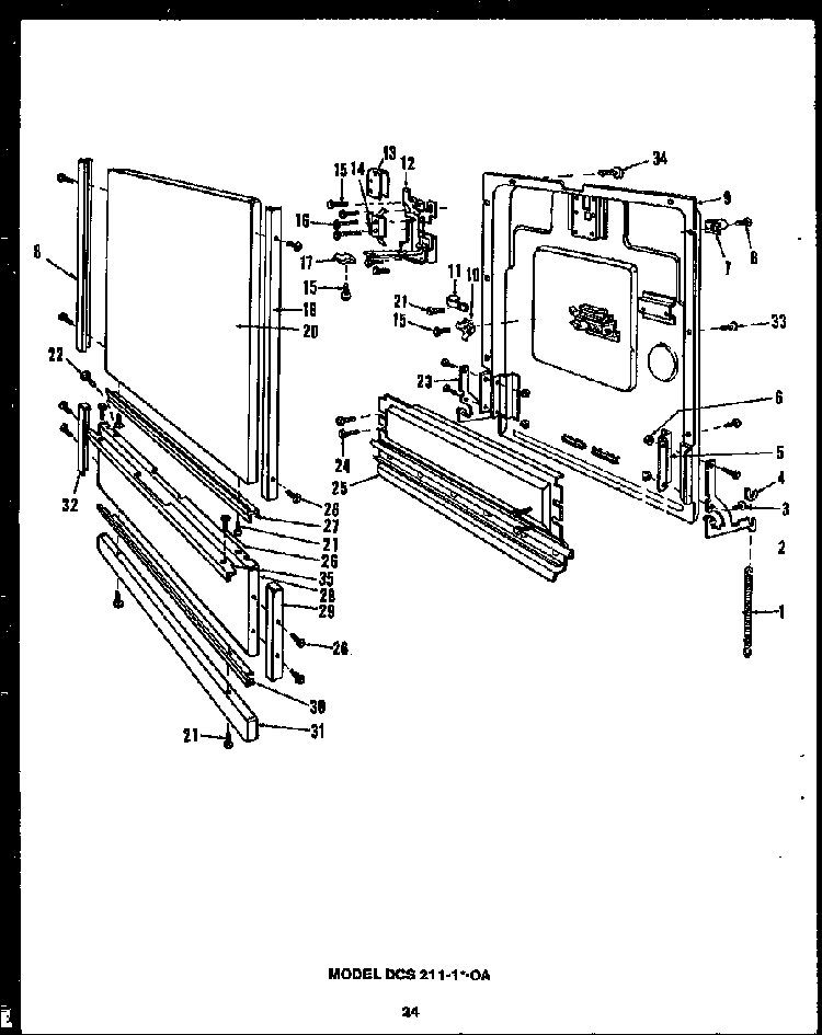 Section 10 Diagram and Parts List for DCS211-1H-OA  Caloric Dishwasher